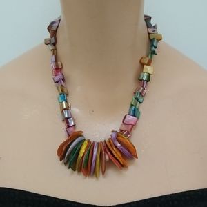 Multi-color Copez Shell Beaded Statement Necklace